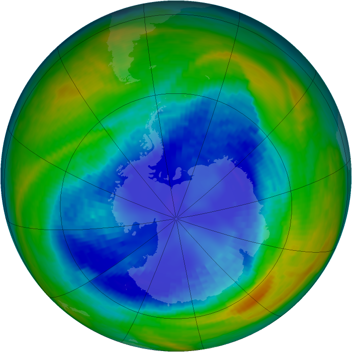 Antarctic ozone map for 31 August 1993